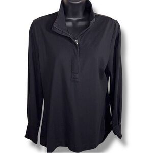 Small Port Authority Black Long Sleeve Pullover Jacket Zip Collar Athletic